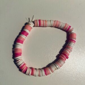 Pink and White Beaded Bracelet